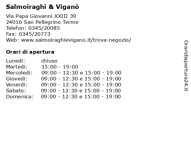 Salmoiraghi & Viganò a San Pellegrino Terme: indirizzo e orari di apertura