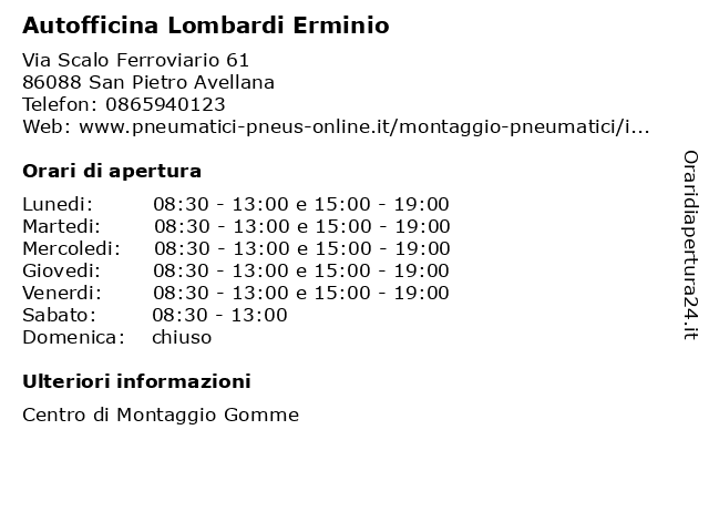 Autofficina Lombardi Erminio a San Pietro Avellana: indirizzo e orari di apertura