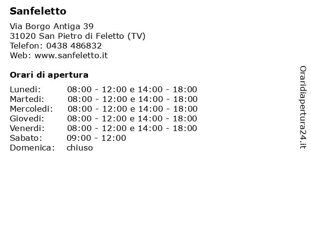 Sanfeletto a San Pietro di Feletto (TV): indirizzo e orari di apertura
