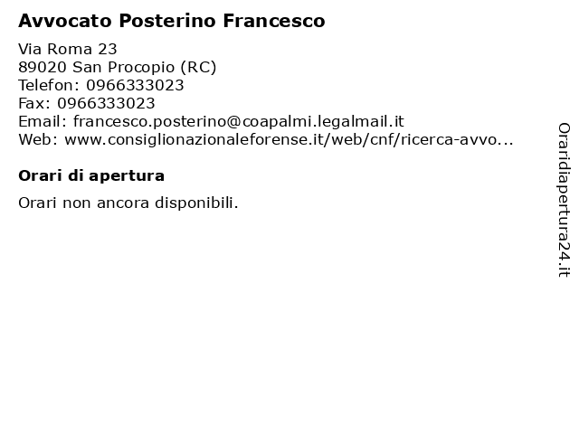Avvocato Posterino Francesco a San Procopio (RC): indirizzo e orari di apertura