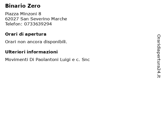 Binario Zero a San Severino Marche: indirizzo e orari di apertura