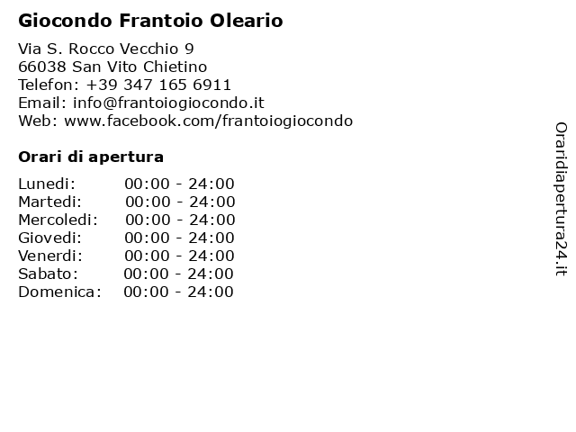 Giocondo Frantoio Oleario a San Vito Chietino: indirizzo e orari di apertura