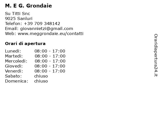 M. E G. Grondaie a Sanluri: indirizzo e orari di apertura
