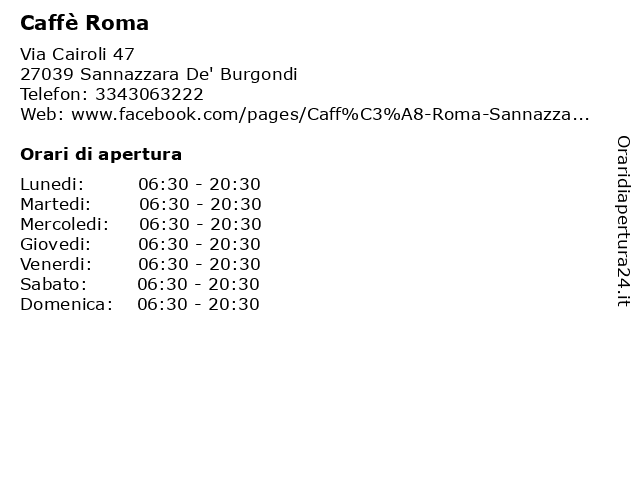Caffè Roma a Sannazzara De' Burgondi: indirizzo e orari di apertura
