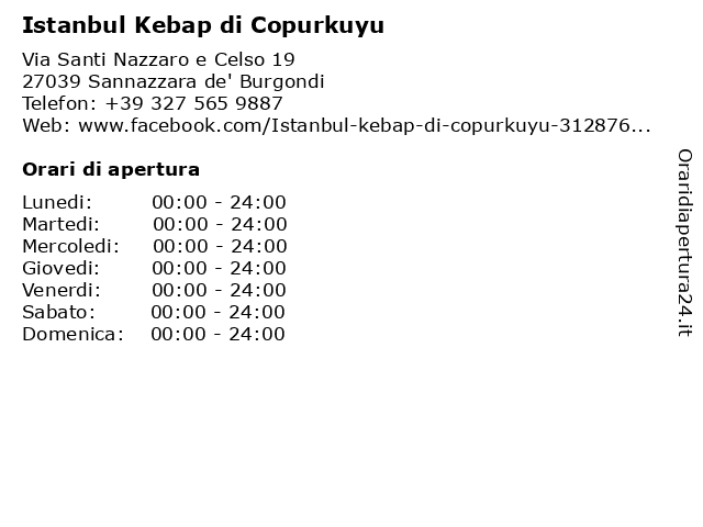 Istanbul Kebap di Copurkuyu a Sannazzara de' Burgondi: indirizzo e orari di apertura