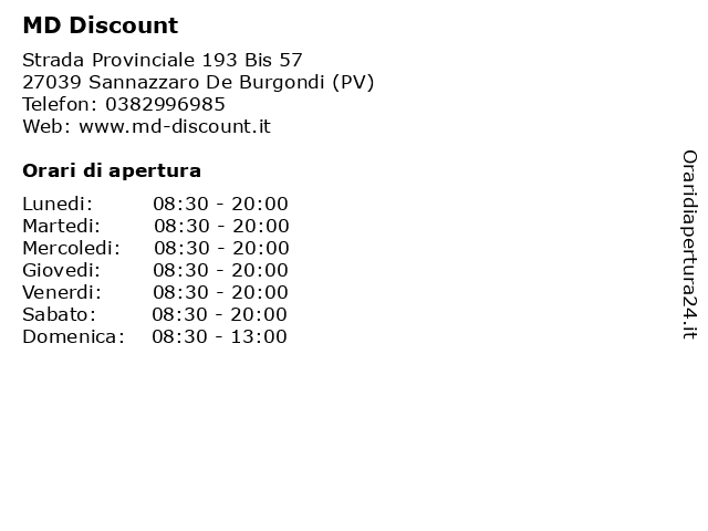 MD Discount a Sannazzaro De Burgondi (PV): indirizzo e orari di apertura