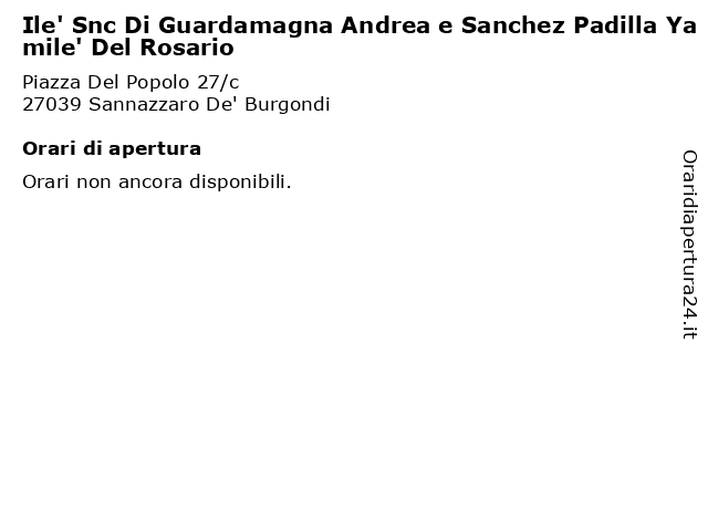 Ile' Snc Di Guardamagna Andrea e Sanchez Padilla Yamile' Del Rosario a Sannazzaro De' Burgondi: indirizzo e orari di apertura