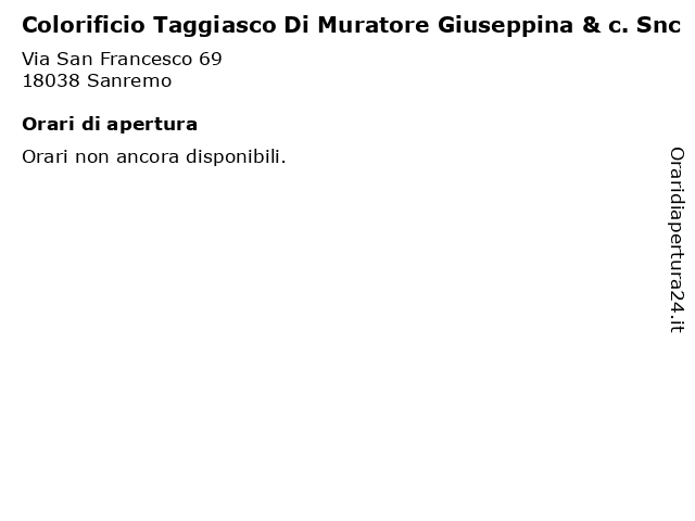 Colorificio Taggiasco Di Muratore Giuseppina & c. Snc a Sanremo: indirizzo e orari di apertura