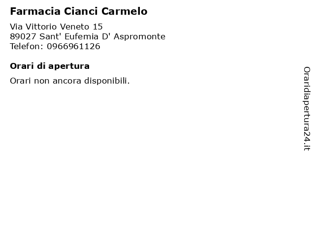 Farmacia Cianci Carmelo a Sant' Eufemia D' Aspromonte: indirizzo e orari di apertura