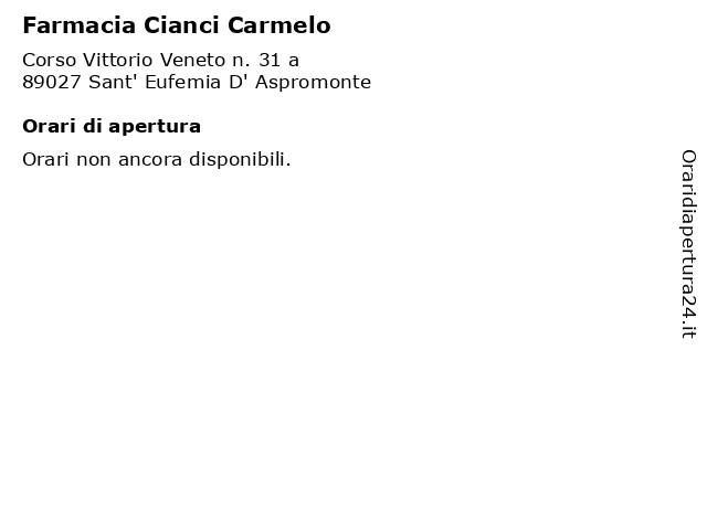 Farmacia Cianci Carmelo a Sant' Eufemia D' Aspromonte: indirizzo e orari di apertura