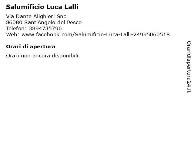 Salumificio Luca Lalli a Sant'Angelo del Pesco: indirizzo e orari di apertura
