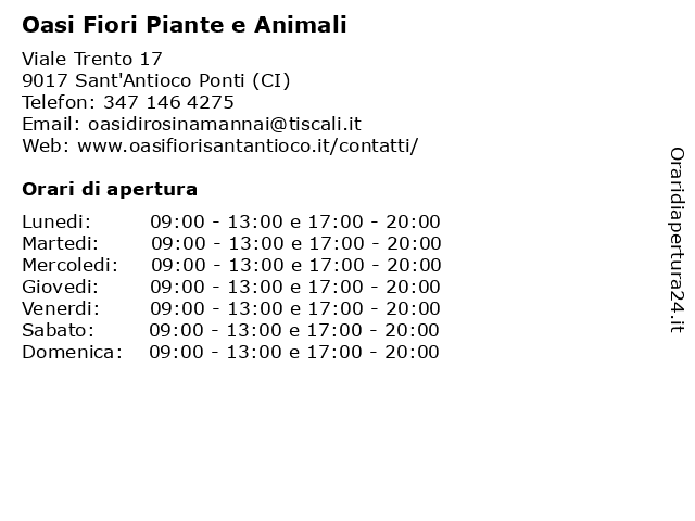 Oasi fiori piante e animali a Sant'Antioco Ponti (CI): indirizzo e orari di apertura