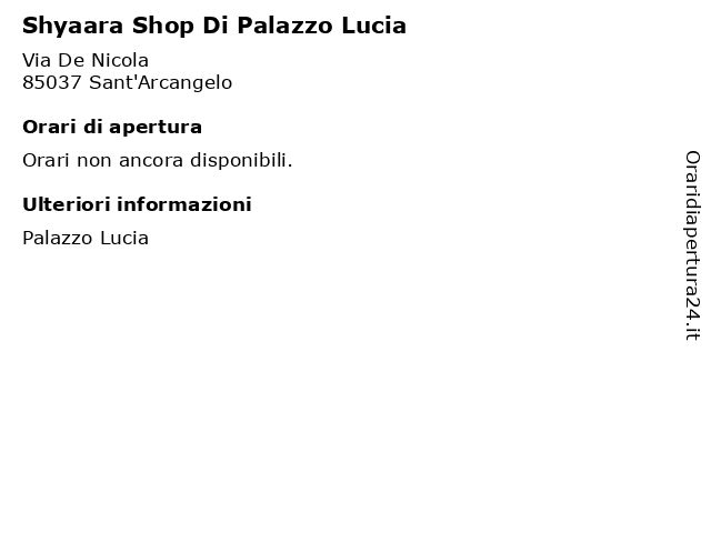 Shyaara Shop Di Palazzo Lucia a Sant'Arcangelo: indirizzo e orari di apertura