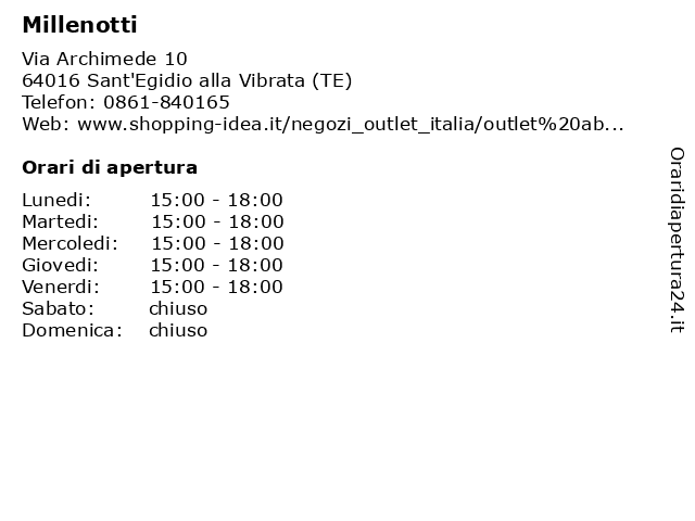 Millenotti a Sant'Egidio alla Vibrata (TE): indirizzo e orari di apertura