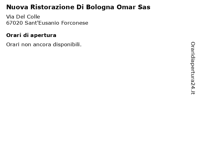 Nuova Ristorazione Di Bologna Omar Sas a Sant'Eusanio Forconese: indirizzo e orari di apertura