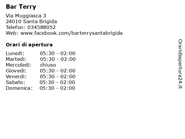 Bar Terry Snc Di Salvini Danila a Santa Brigida: indirizzo e orari di apertura