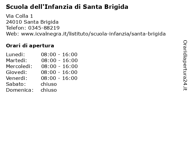 Scuola dell'Infanzia di Santa Brigida a Santa Brigida: indirizzo e orari di apertura