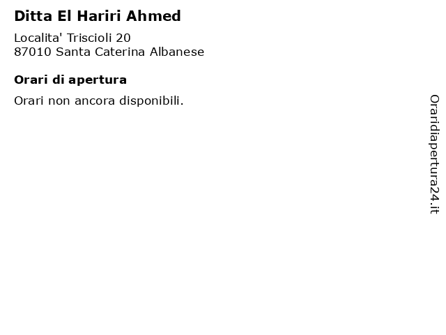 Ditta El Hariri Ahmed a Santa Caterina Albanese: indirizzo e orari di apertura