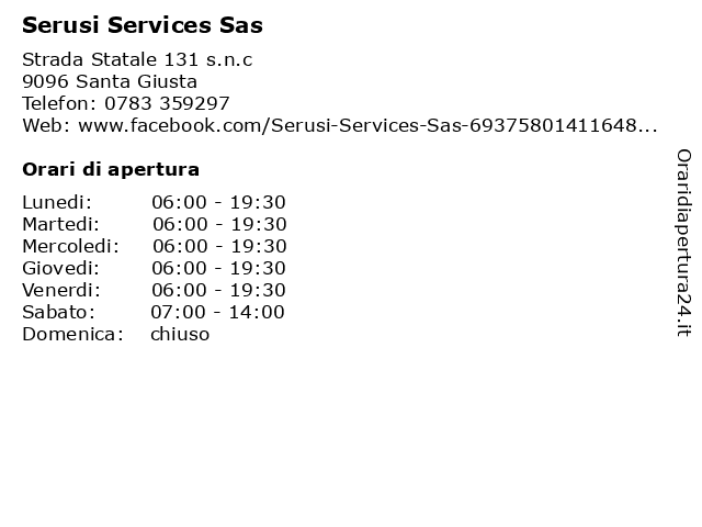 Serusi Services Sas a Santa Giusta: indirizzo e orari di apertura