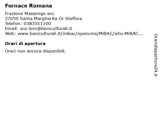 Fornace Romana a Santa Margherita Di Staffora: indirizzo e orari di apertura