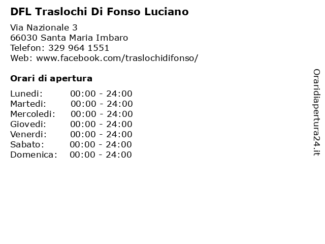 DFL Traslochi Di Fonso Luciano a Santa Maria Imbaro: indirizzo e orari di apertura
