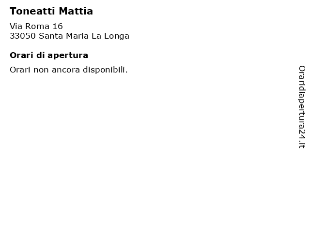 Toneatti Mattia a Santa Maria La Longa: indirizzo e orari di apertura
