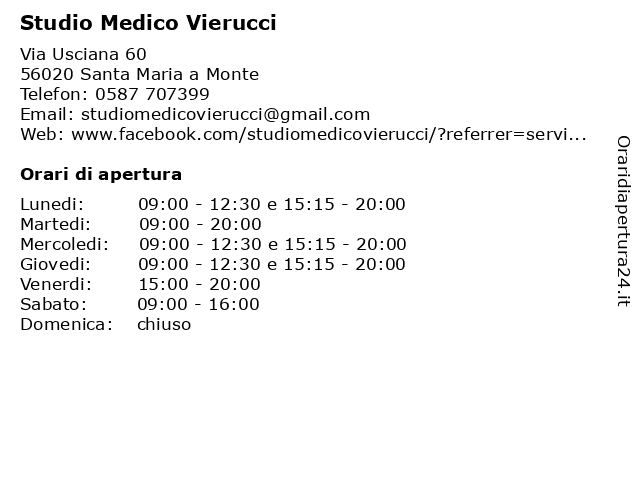 Studio Medico Vierucci a Santa Maria a Monte: indirizzo e orari di apertura