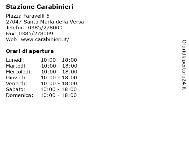 Stazione Carabinieri a Santa Maria della Versa: indirizzo e orari di apertura