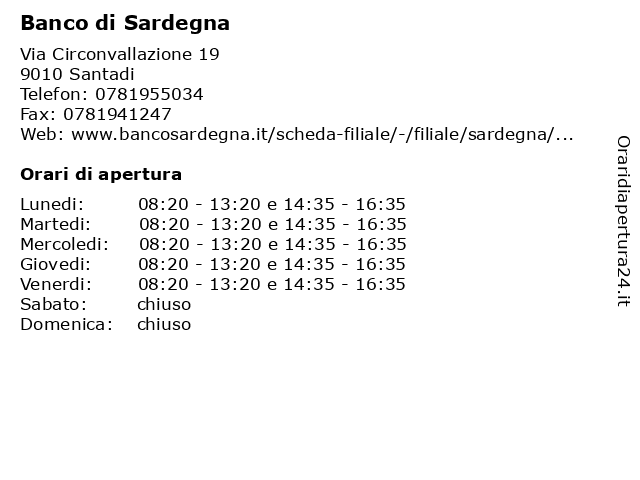Banco di Sardegna a Santadi: indirizzo e orari di apertura