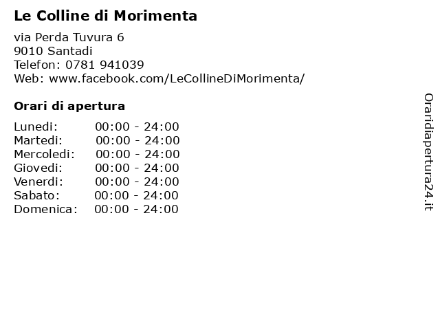 Le Colline di Morimenta a Santadi: indirizzo e orari di apertura