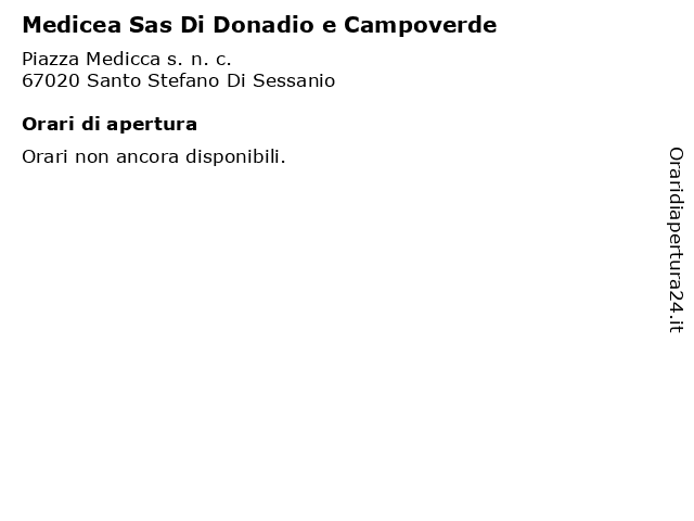 Medicea Sas Di Donadio e Campoverde a Santo Stefano Di Sessanio: indirizzo e orari di apertura
