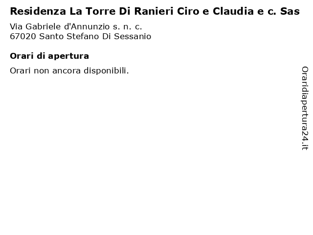 Residenza La Torre Di Ranieri Ciro e Claudia e c. Sas a Santo Stefano Di Sessanio: indirizzo e orari di apertura