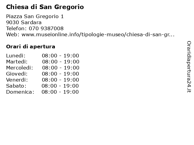 Chiesa di San Gregorio a Sardara: indirizzo e orari di apertura