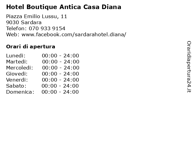 Hotel Boutique Antica Casa Diana a Sardara: indirizzo e orari di apertura