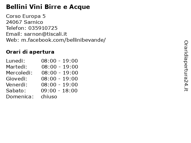 Vinicola Bellini Di Bellini Pierandrea a Sarnico: indirizzo e orari di apertura