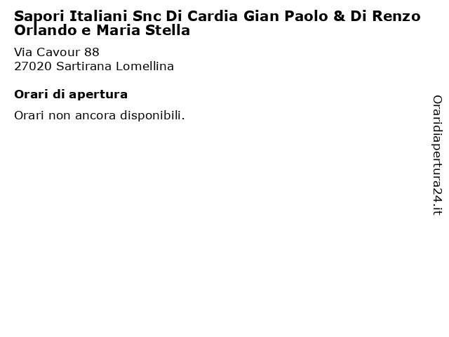 Sapori Italiani Snc Di Cardia Gian Paolo & Di Renzo Orlando e Maria Stella a Sartirana Lomellina: indirizzo e orari di apertura