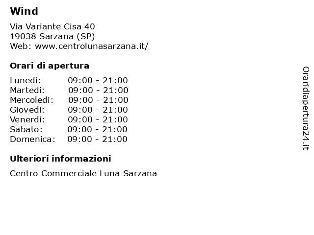 Wind a Sarzana (SP): indirizzo e orari di apertura