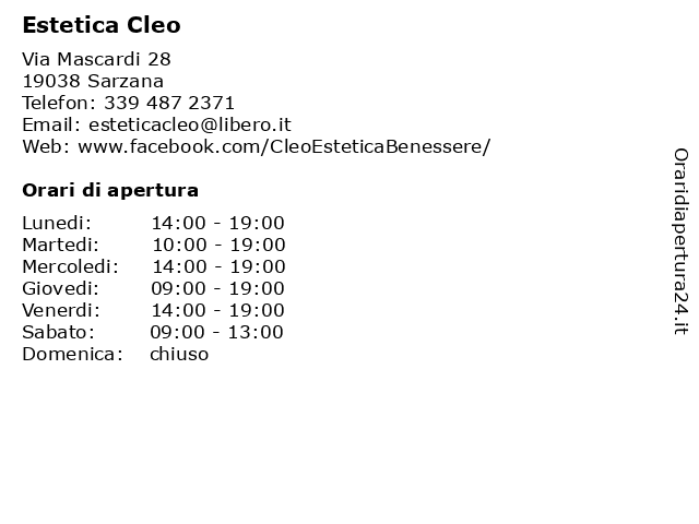 Estetica Cleo a Sarzana: indirizzo e orari di apertura