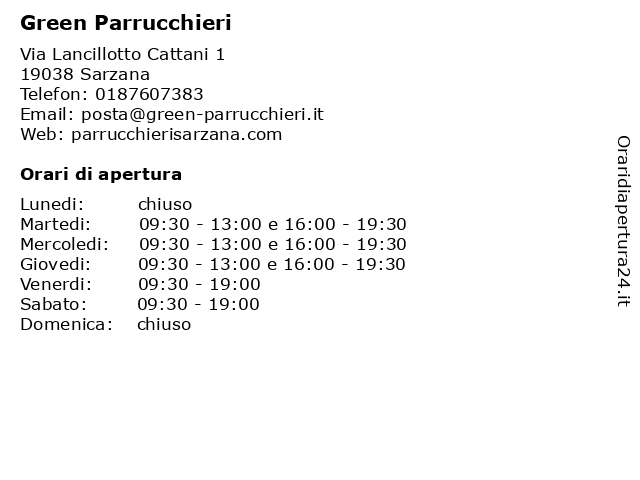 Green Parrucchieri a Sarzana: indirizzo e orari di apertura