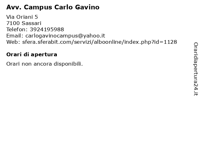 Avv. Campus Carlo Gavino a Sassari: indirizzo e orari di apertura