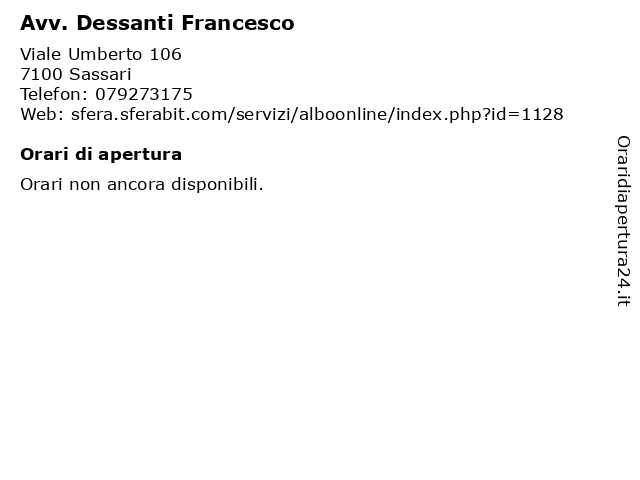 Avv. Dessanti Francesco a Sassari: indirizzo e orari di apertura