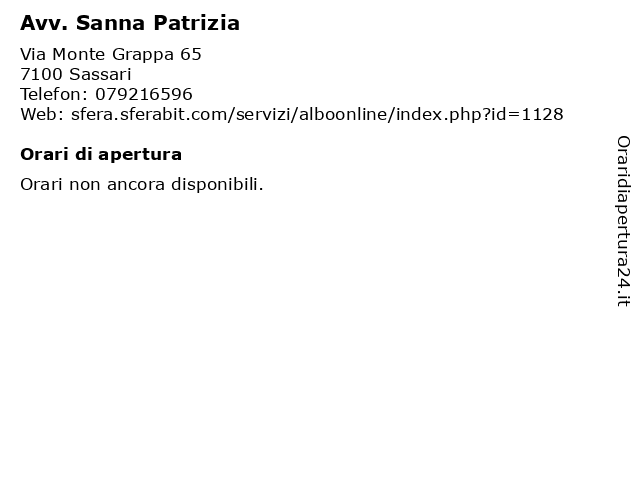 Avv. Sanna Patrizia a Sassari: indirizzo e orari di apertura