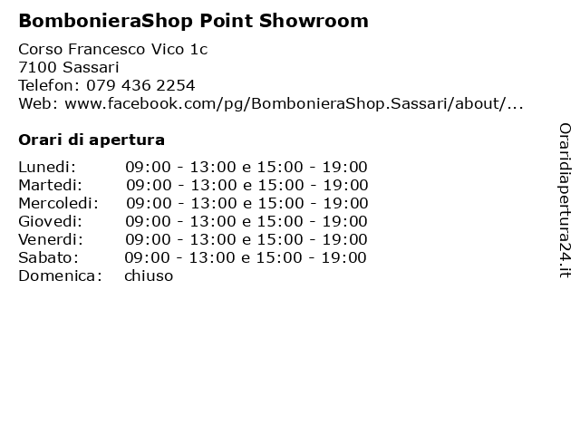 BombonieraShop Point Showroom a Sassari: indirizzo e orari di apertura