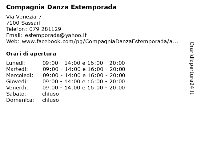 Compagnia Danza Estemporada a Sassari: indirizzo e orari di apertura