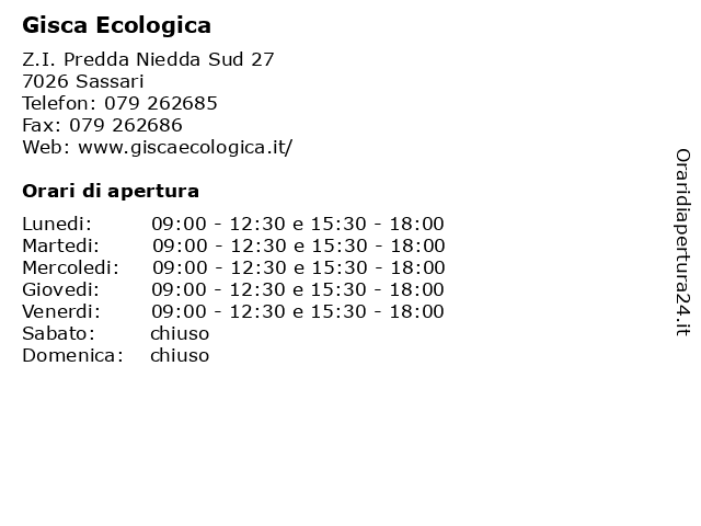 Gisca Ecologica a Sassari: indirizzo e orari di apertura