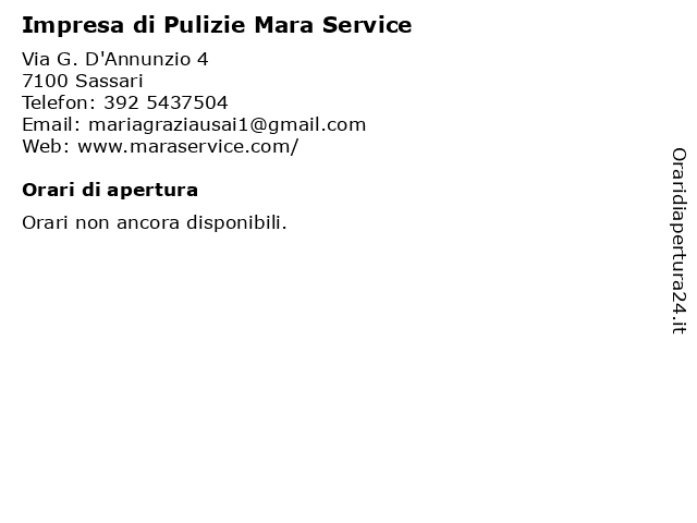 Impresa di Pulizie Mara Service a Sassari: indirizzo e orari di apertura