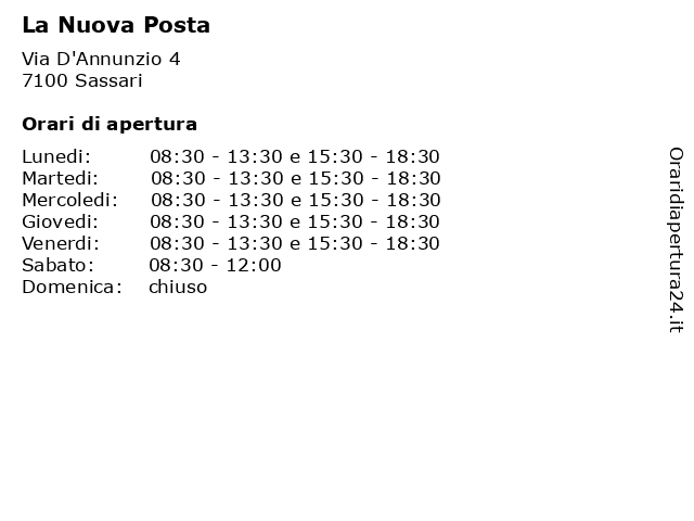 La Nuova Posta a Sassari: indirizzo e orari di apertura