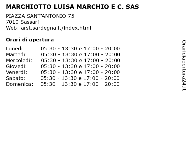 MARCHIOTTO LUISA MARCHIO E C. SAS a Sassari: indirizzo e orari di apertura