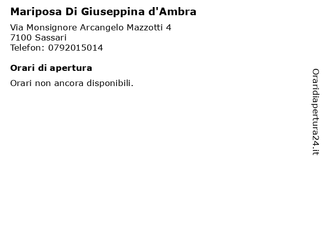 Mariposa Di Giuseppina d'Ambra a Sassari: indirizzo e orari di apertura