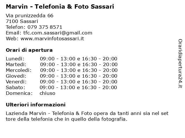 Marvin - Telefonia & Foto Sassari a Sassari: indirizzo e orari di apertura